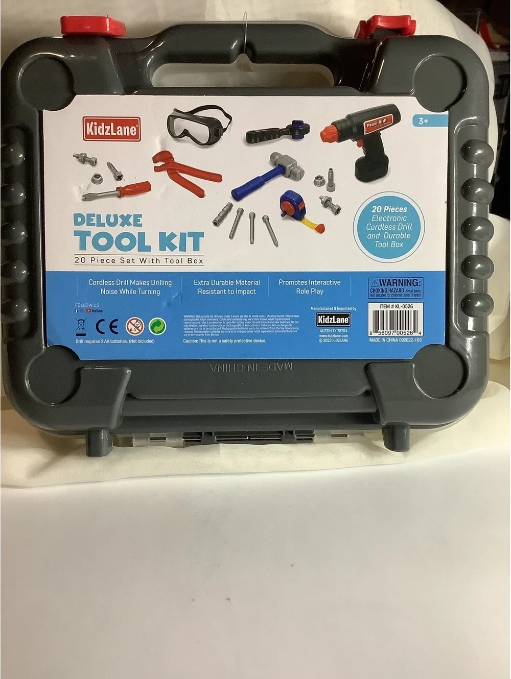 Kidzlane Deluxe 20-Piece Tool Kit with Tool Box for Kids
